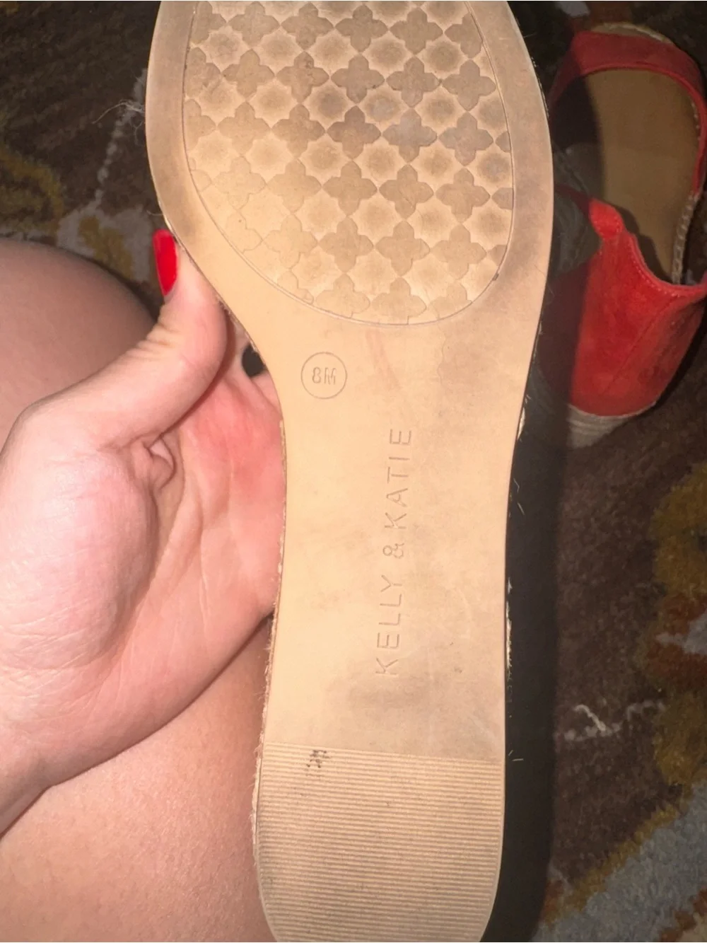 Kelly & Katie Red Suede Espadrille Sandals with Ankle Tie